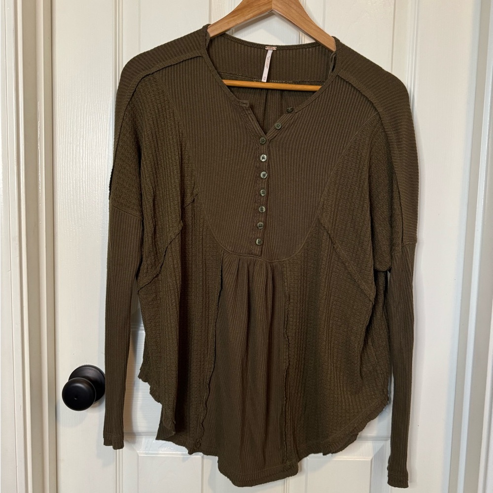 Free People long sleeve waffle tee